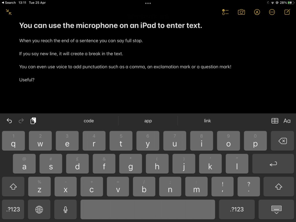 iPad keyboard interface with microphone
