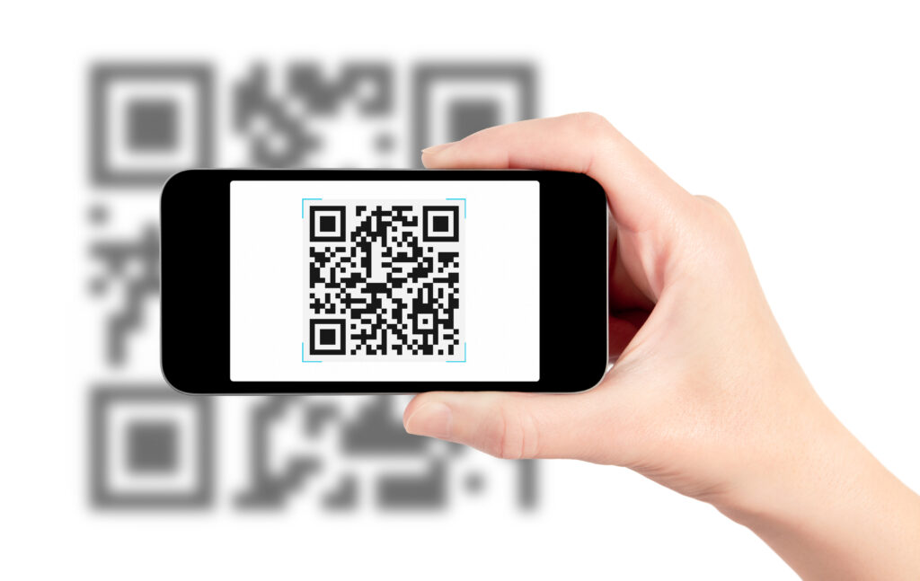 Image of a phone imaging a QR code