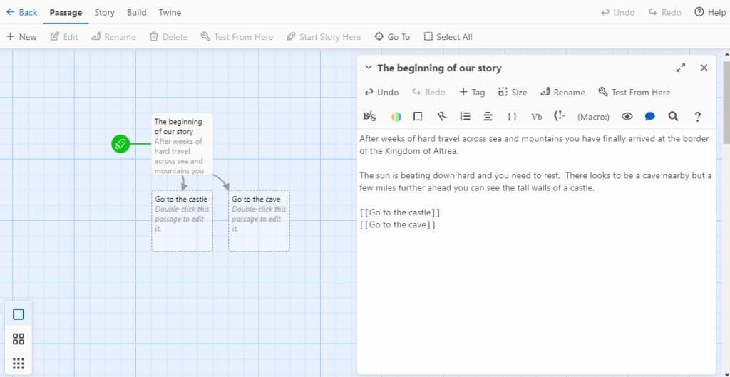 Editing passages in Twine