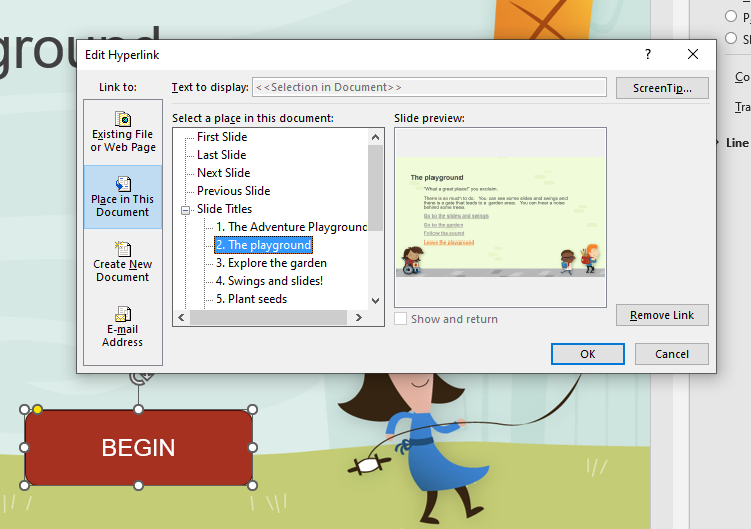 Make a link in Powerpoint
