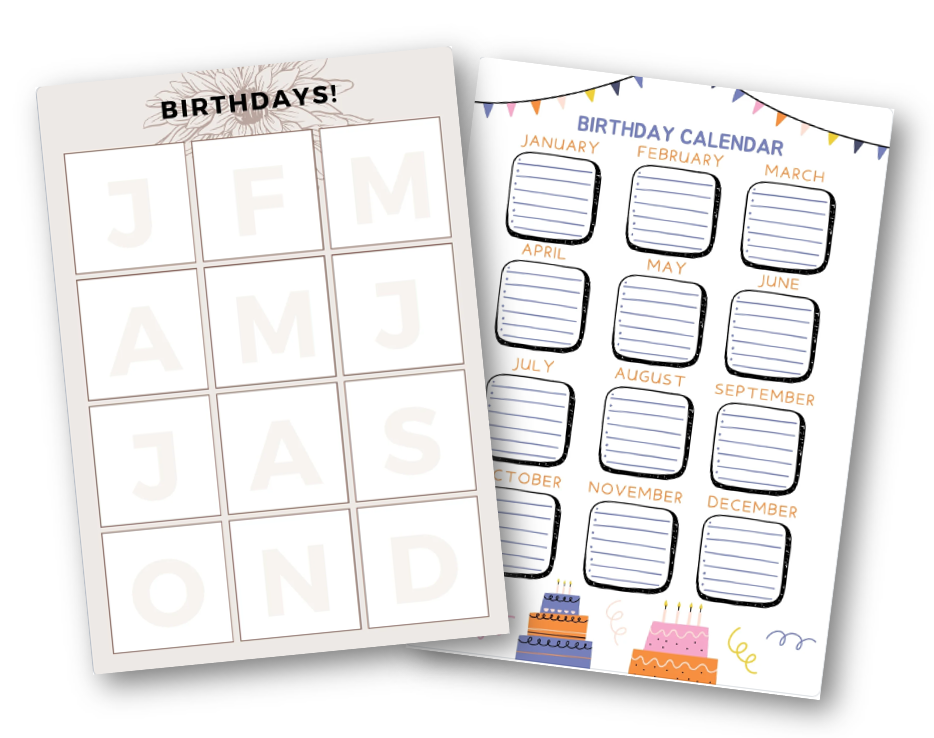 A birthday planner