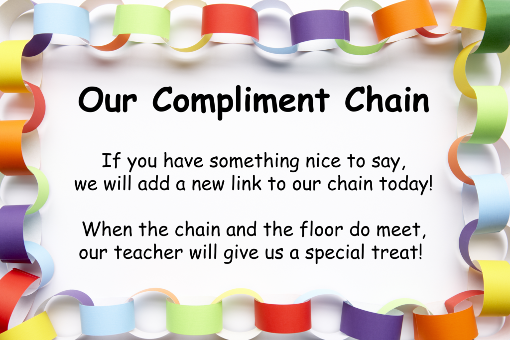 Compliment chain display with notes.