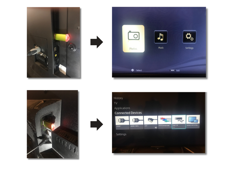 USB sockets and interfaces for media playback