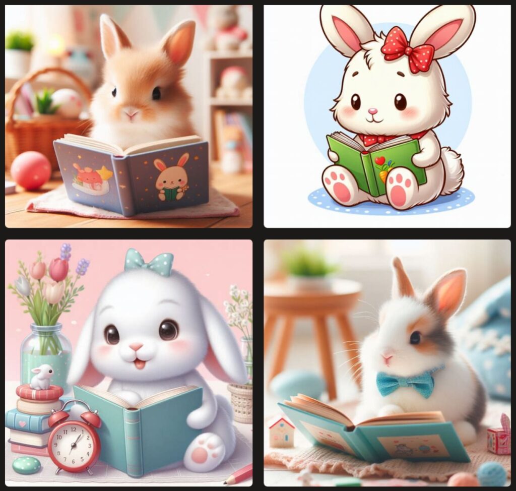 Bunnies reading books