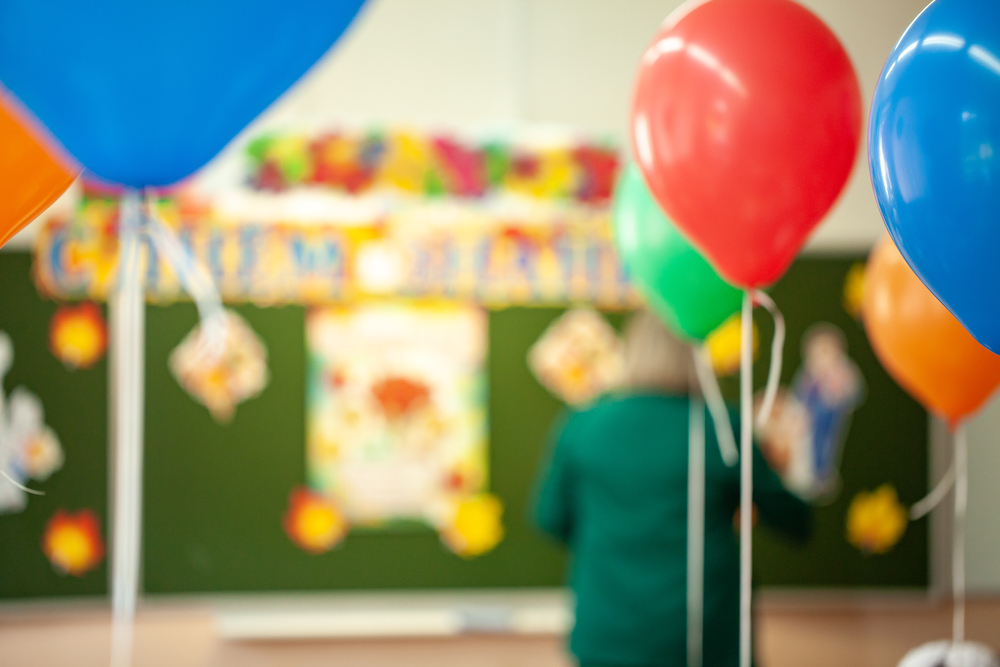 Balloons on a classroom