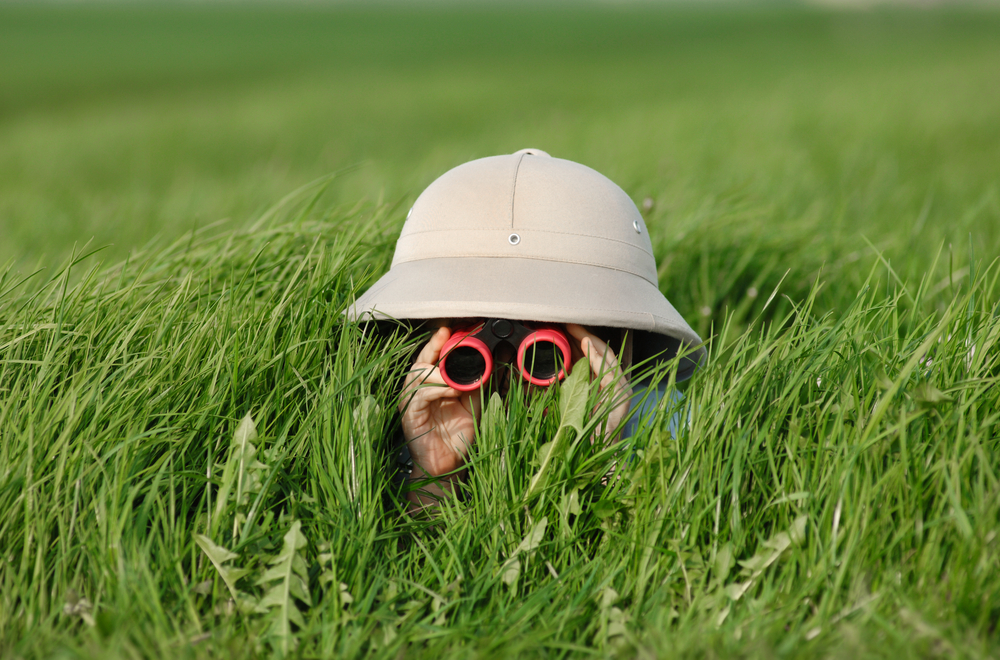 Child searching on a scavenger hunt