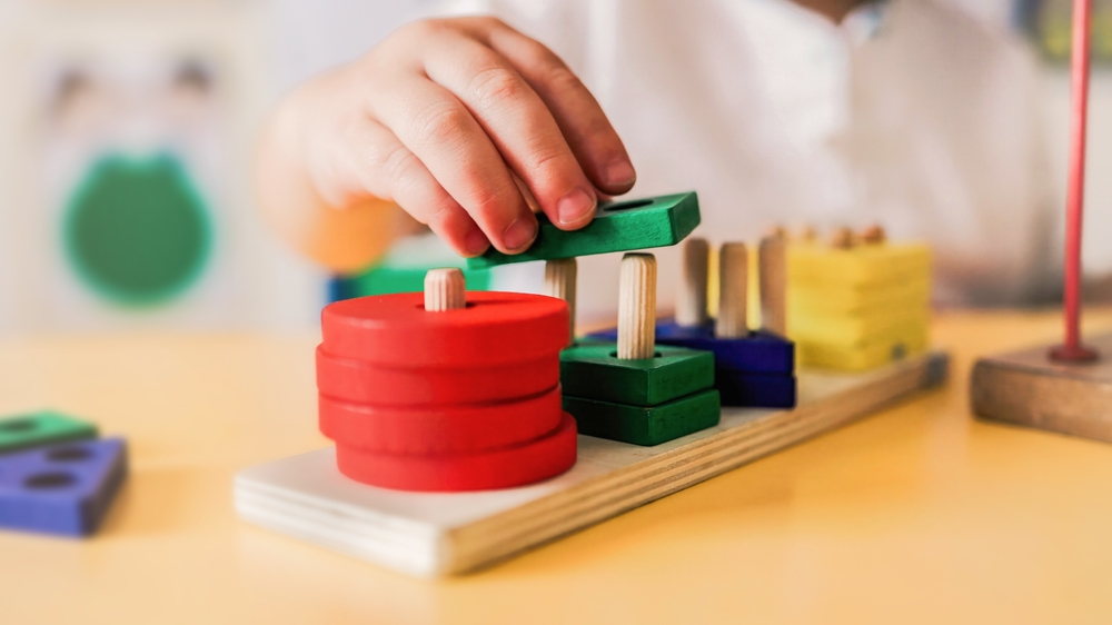 Child playing with some blocks