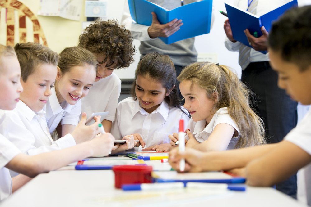 A group of children interacting